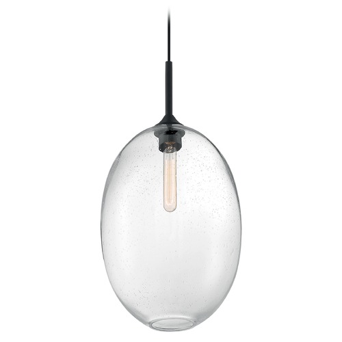 Aria Matte Black Pendant with Oval Shade by Satco Lighting