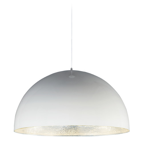 Hemisphere 31-Inch LED Pendant in Gloss White & Aluminum by ET2 Lighting