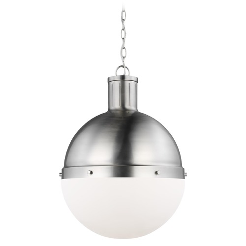 Visual Comfort Studio Hanks Brushed Nickel LED Pendant Light with Bowl / Dome Shade