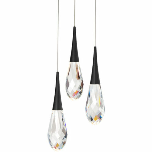Hibiscus 3-Light LED Crystal Pendant in Black by Schonbek Beyond