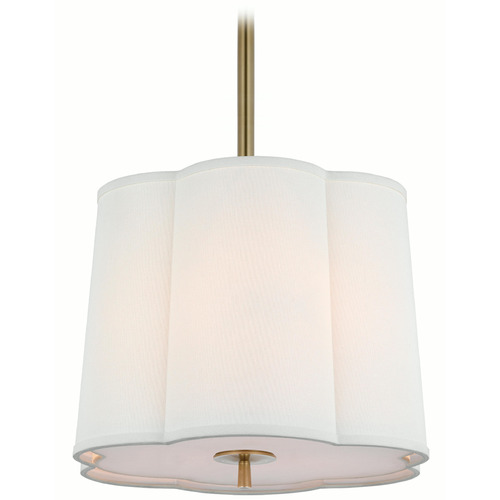 Visual Comfort Signature Collection Simple Scallop Soft Brass Pendant Light with Scalloped Shade