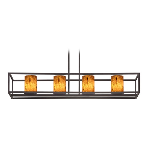 Design Classics Lighting Bronze Linear Chandelier with Cylindrical Shade 1698-220 GL1001C