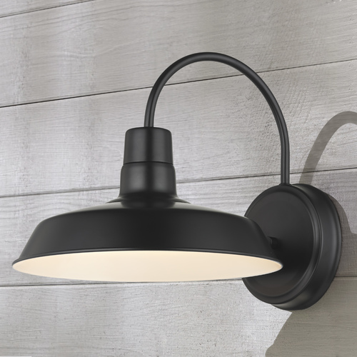 Design Classics Lighting Barn Light Gooseneck Arm Black 12-Inch Wide 663-BLK