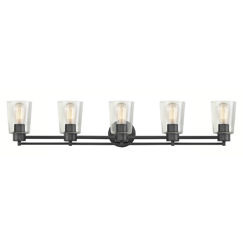 Industrial Clear Glass Bathroom Light Black 5 Lt