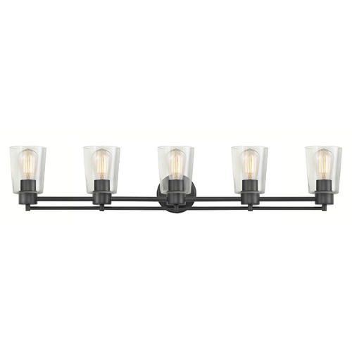 Design Classics Lighting Industrial Clear Glass Bathroom Light Black 5 Lt 706-07 GL1027-CLR