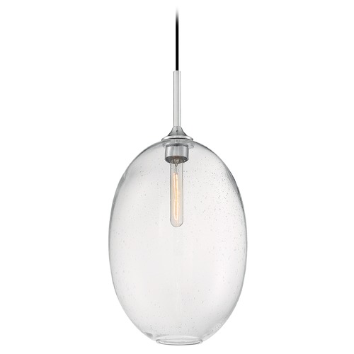 Satco Lighting Aria Polished Nickel Pendant with Oval Shade by Satco Lighting 60/7038