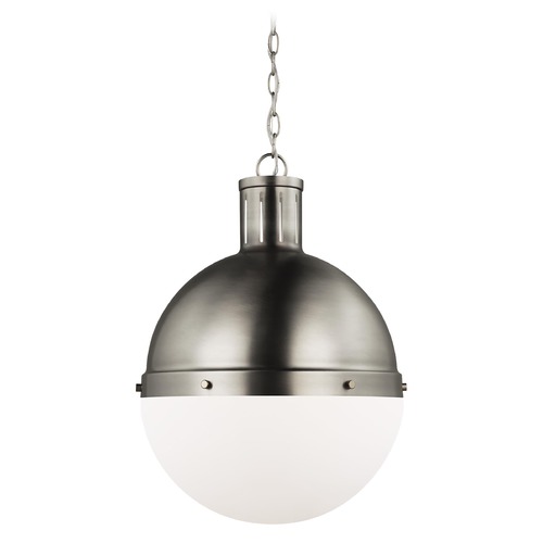 Visual Comfort Studio Collection Visual Comfort Studio Hanks Antique Brushed Nickel LED Pendant Light with Bowl / Dome Shade 6677101EN3-965