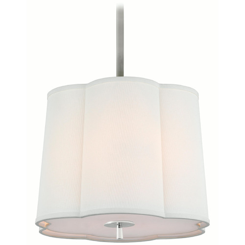Visual Comfort Signature Collection Simple Scallop Soft Silver Pendant Light with Scalloped Shade