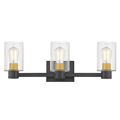 Design Classics Lighting Vashon 3-Light Bath Light in Matte Black & Brass by Design Classics 2103-07 SB GL1040C