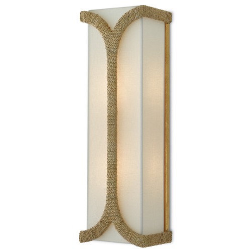 Currey and Company Carthay Natural Rope / Dark Gold Leaf Sconce