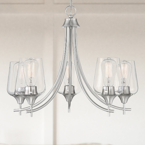 Savoy House Octave 23-Inch 5-Light Chandelier in Satin Nickel with Clear Glass 1-4032-5-SN