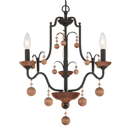 Colonial Charm 3-Light Chandelier in Bronze & Walnut by Minka Lavery