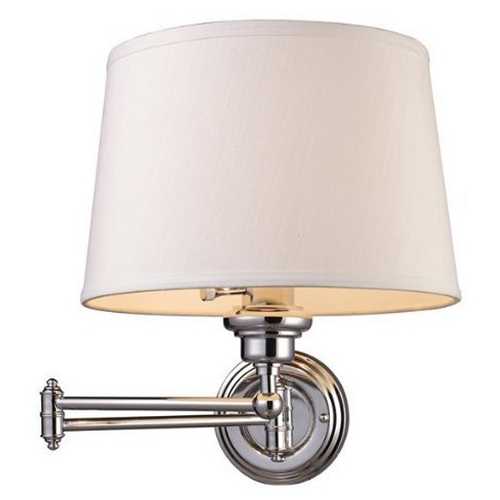 Elk Lighting Modern Swing Arm Lamp with White Shade in Polished Chrome Finish 11210/1