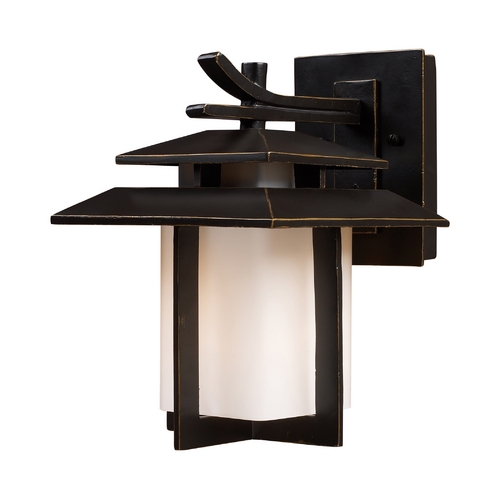 Elk Lighting Outdoor Wall Light with White Glass in Hazlenut Bronze Finish 42170/1