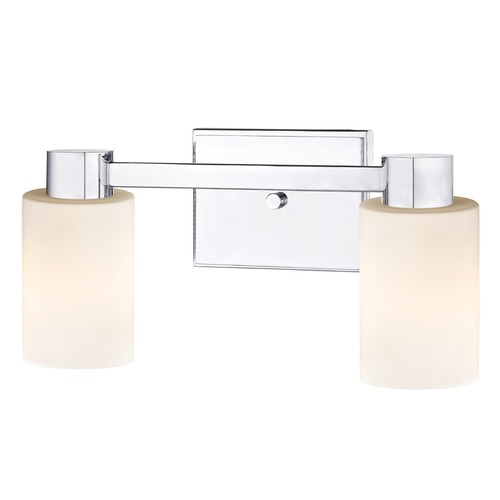 Design Classics Lighting 2-Light Shiny White Glass Bathroom Vanity Light Chrome 2102-26 GL1024C
