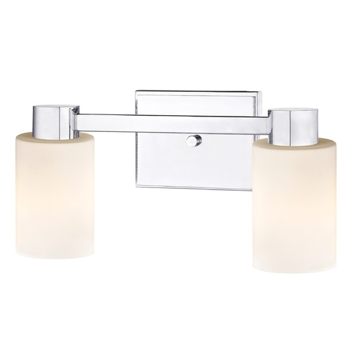 2-Light Shiny White Glass Bathroom Vanity Light Chrome
