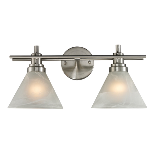 Elk Lighting Modern Bathroom Light with White Glass in Brushed Nickel Finish 11401/2