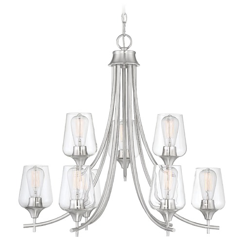 Savoy House Octave 30-Inch 2-Tier Chandelier in Satin Nickel with Clear Glass 1-4033-9-SN