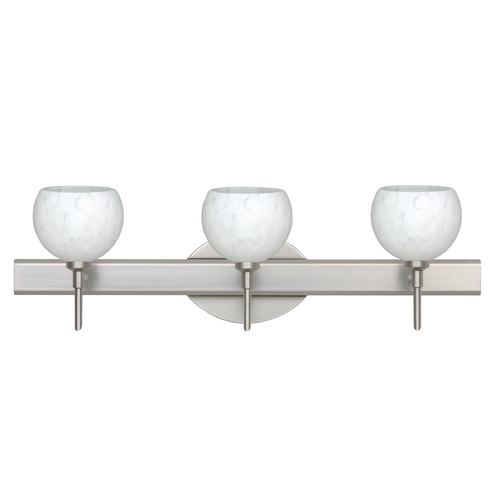 Modern Bathroom Light White Glass Satin Nickel by Besa Lighting