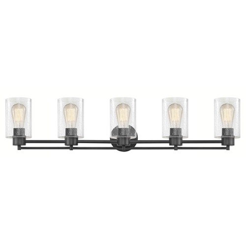 Industrial Seeded Glass Bathroom Light Black 5 Lt