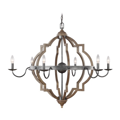 Generation Lighting Socorro Stardust & Cerused Oak LED Chandelier by Generation Lighting 3224906EN-846