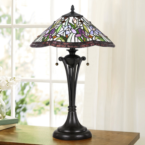 Quoizel Lighting White Valley Table Lamp in Vintage Bronze by Quoizel Lighting TF3456TVB