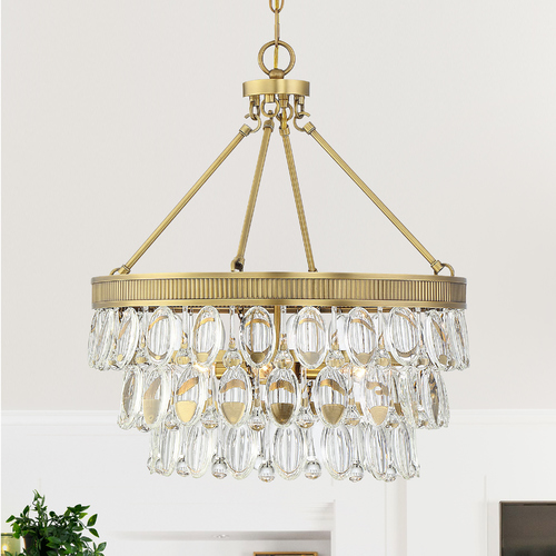 Windham 4-Light Warm Brass Pendant by Savoy House