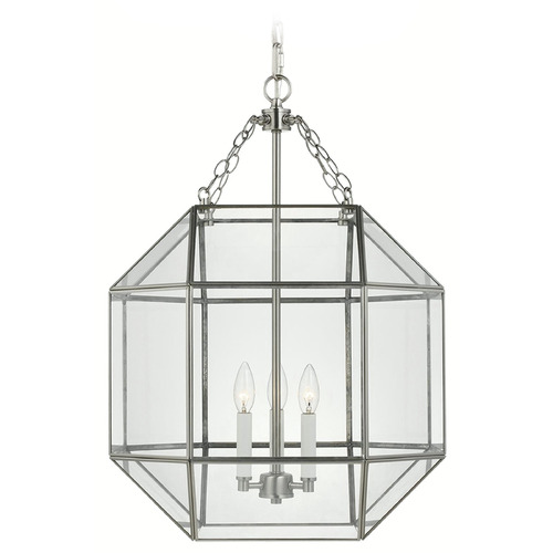 Visual Comfort Studio Collection Morrison Brushed Nickel Pendant Light with Octagon Shade