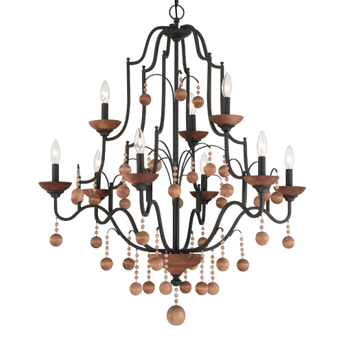 Colonial Charm 9-Light Chandelier in Bronze & Walnut by Minka Lavery