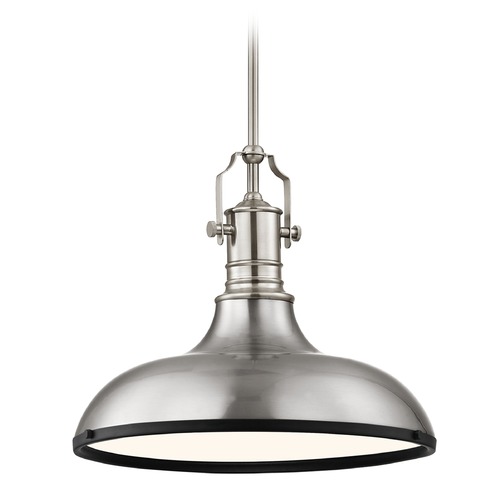 Design Classics Lighting Farmhouse Pendant Light Satin Nickel and Black 15.63-Inch Wide 1765-09 SH1777-09 R1777-07