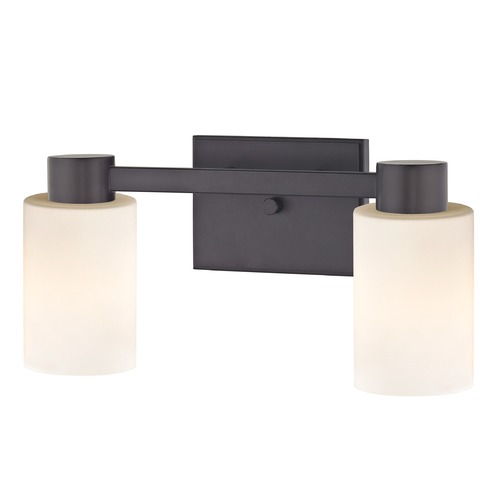 2-Light Shiny White Glass Bathroom Vanity Light Bronze
