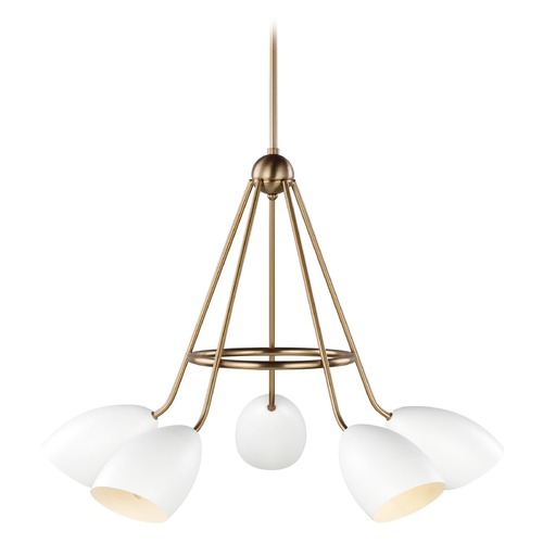 Visual Comfort Studio Summer Matte White / Satin Brass LED Chandelier