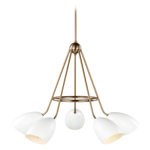 Visual Comfort Studio Collection Visual Comfort Studio Summer Matte White / Satin Brass LED Chandelier 3175905EN3-115