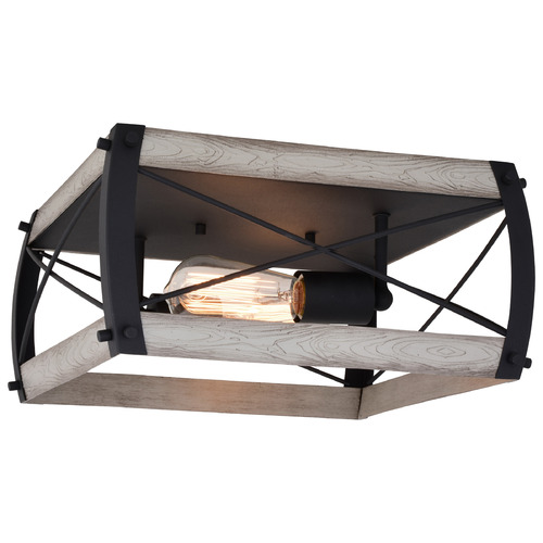 Vaxcel Lighting Montclare Textured Black & White Ash Flushmount Light