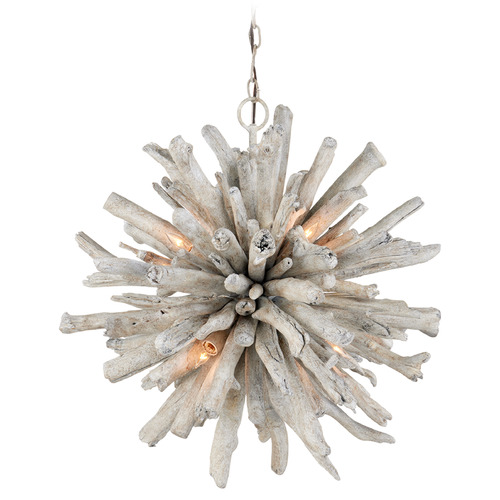 Currey and Company Kuka Whitewashed Driftwood LED Pendant Light