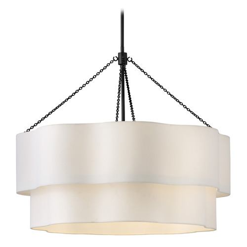Hinkley Gwen Black LED Pendant Light with Scalloped Shade