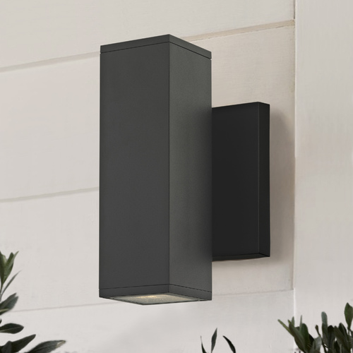 LED Black Outside Wall Light Square Cylinder Up / Down 3000K