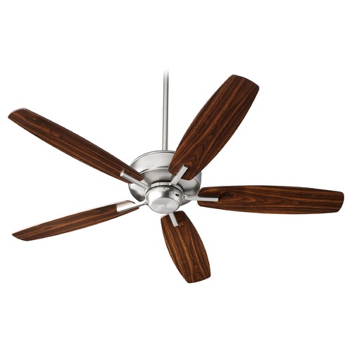 Breeze Satin Nickel Ceiling Fan Without Light by Quorum Lighting