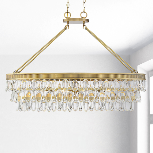 Windham 8-Light Warm Brass Linear Chandelier by Savoy House