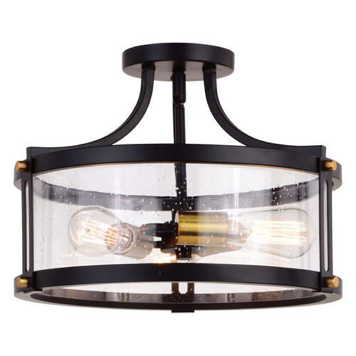 Vaxcel Lighting Holbrook Matte Black & Satin Brass Semi-Flushmount Light