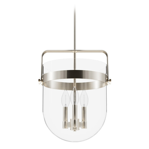 Hunter Fan Company Karloff Brushed Nickel Pendant Light with Bowl / Dome Shade