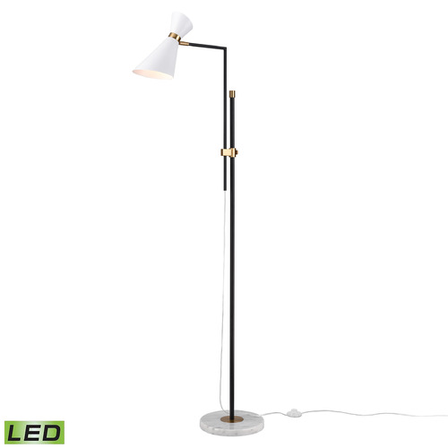 Elk Lighting Elk Lighting Taran Matte White & Aged Brass LED Floor Lamp with Conical Shade H0019-11112-LED