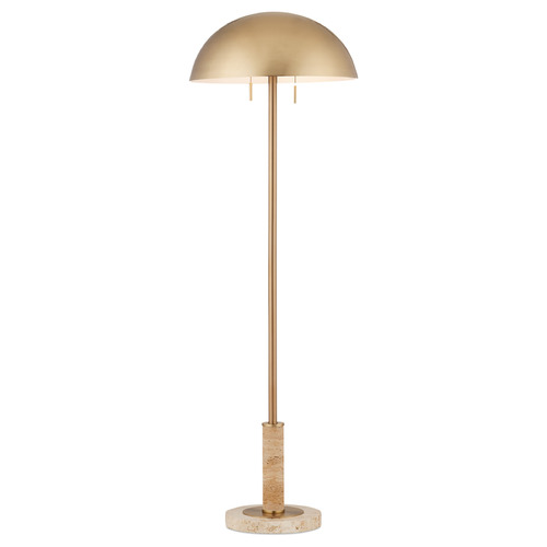 Currey and Company Miles Brass / Natural LED Floor Lamp with Bowl / Dome Shade