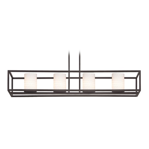 Design Classics Lighting Bronze Linear Chandelier with Cylindrical Shade 1698-220 GL1020C