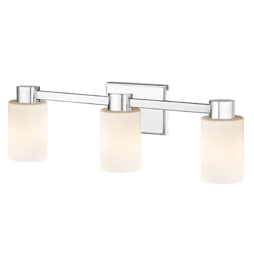 Design Classics Lighting 3-Light Shiny White Glass Bathroom Vanity Light Chrome 2103-26 GL1024C