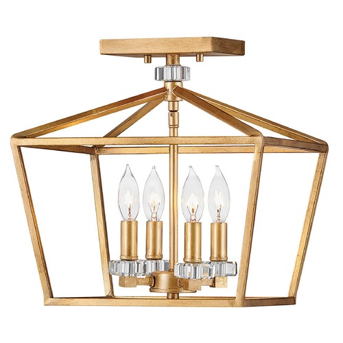 Hinkley Hinkley Stinson 4-Light Distressed Brass 13-Inch Semi-Flushmount Light 3533DA