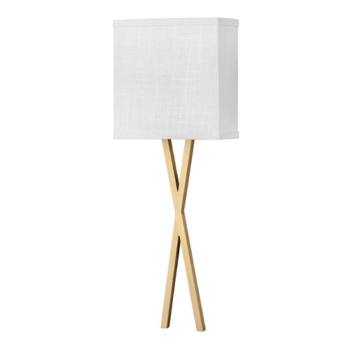 Hinkley Axis LED Wall Sconce in Brass & Off White Linen by Hinkley Lighting 41102HB
