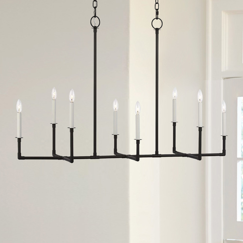 Visual Comfort Studio Collection Chapman & Meyers 47.75-Inch Long Bayview Aged Iron Linear Chandelier by Visual Comfort Studio CC1368AI