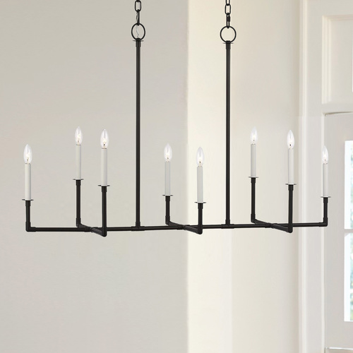 Chapman & Meyers 47.75-Inch Long Bayview Aged Iron Linear Chandelier by Visual Comfort Studio