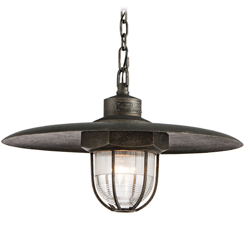 Troy Lighting Acme Aged Pewter Pendant Light with Bowl / Dome Shade